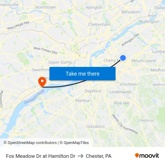 Fox Meadow Dr at Hamilton Dr to Chester, PA map