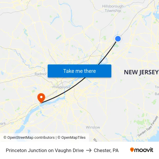 Princeton Junction on Vaughn Drive to Chester, PA map