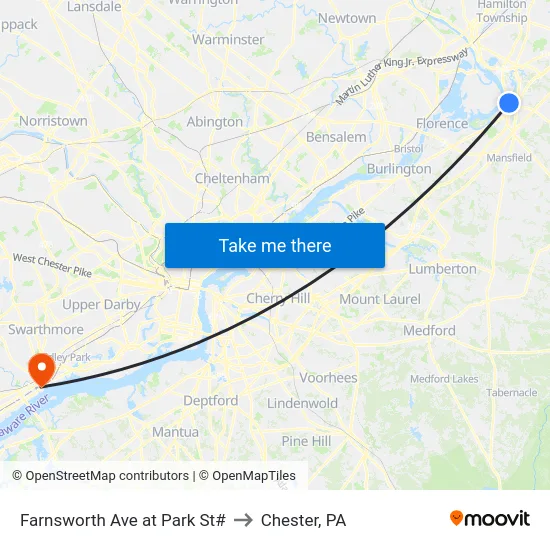 Farnsworth Ave at Park St# to Chester, PA map