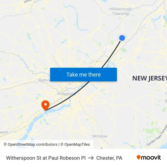 Witherspoon St at Paul Robeson Pl to Chester, PA map