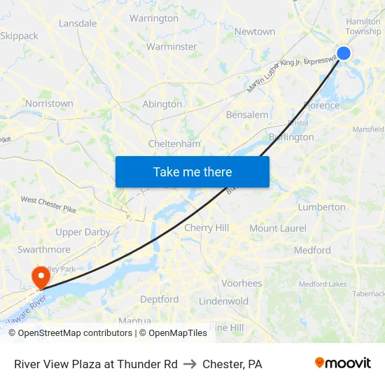 River View Plaza at Thunder Rd to Chester, PA map