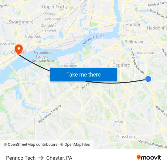 Pennco Tech to Chester, PA map