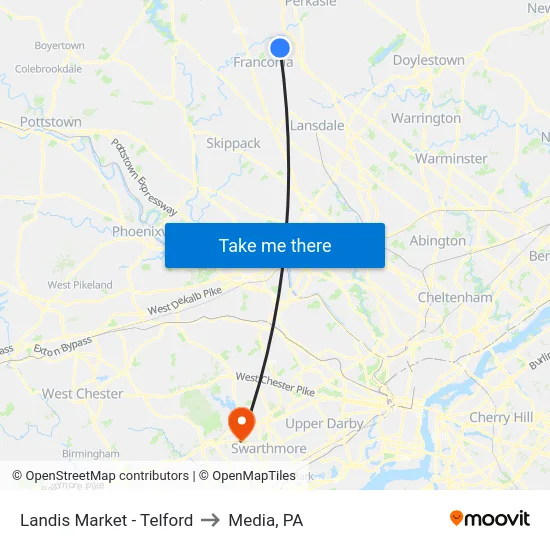 Landis Market - Telford to Media, PA map