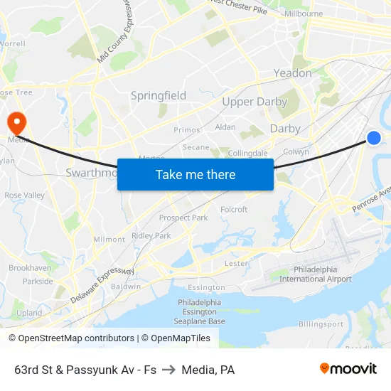 63rd St & Passyunk Av - Fs to Media, PA map