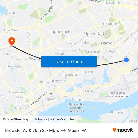 Brewster Av & 76th St - Mbfs to Media, PA map