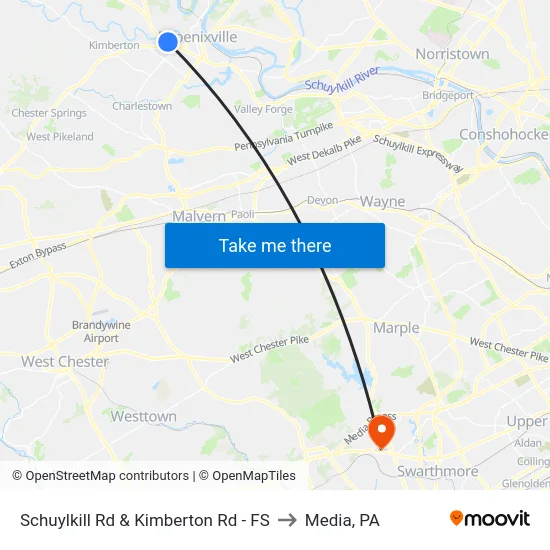 Schuylkill Rd & Kimberton Rd - FS to Media, PA map