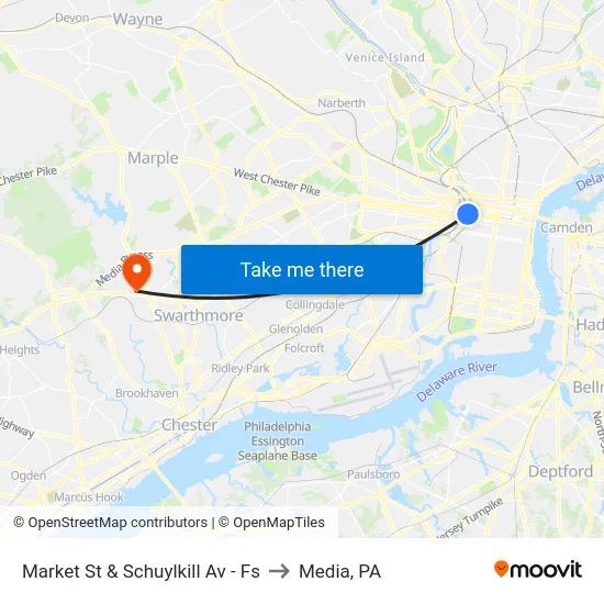 Market St & Schuylkill Av - Fs to Media, PA map