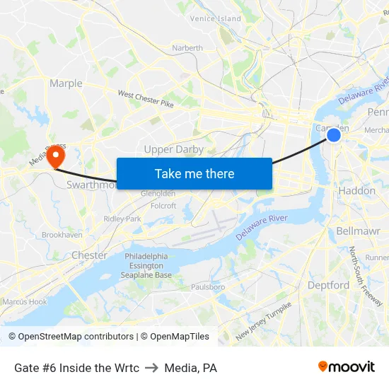 Gate #6 Inside the Wrtc to Media, PA map