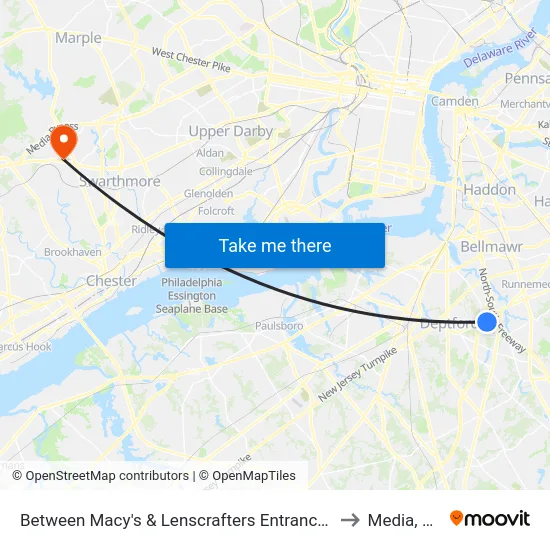 Between Macy's & Lenscrafters Entrances to Media, PA map