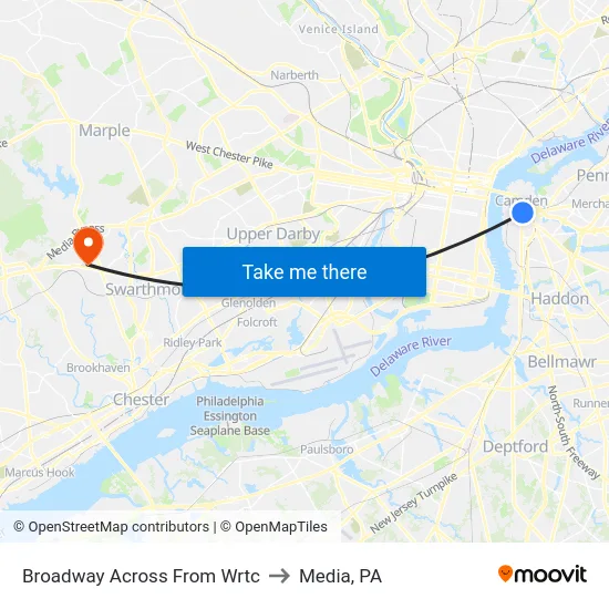 Broadway Across From Wrtc to Media, PA map