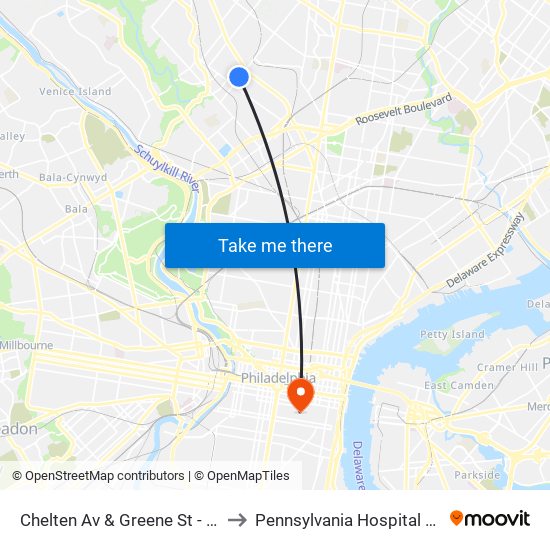 Chelten Av & Greene St - Fs to Pennsylvania  Hospital ER map
