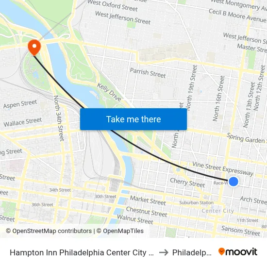 Hampton Inn Philadelphia Center City - Convention Center to Philadelphia Zoo map