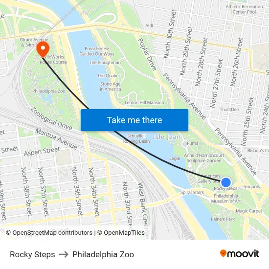Rocky Steps to Philadelphia Zoo map