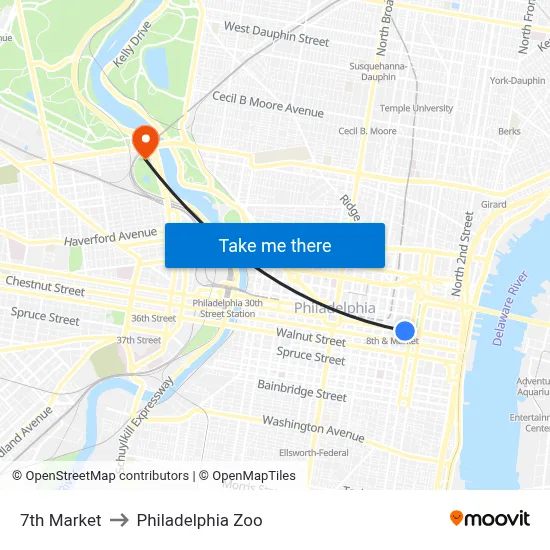 7th Market to Philadelphia Zoo map