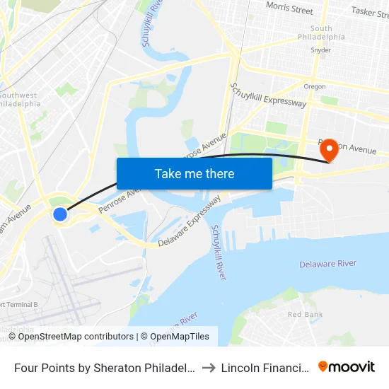 Four Points by Sheraton Philadelphia Airport to Lincoln Financial Field map
