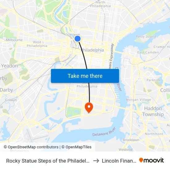 Rocky Statue Steps of the Philadelphia Museum of Art to Lincoln Financial Field map