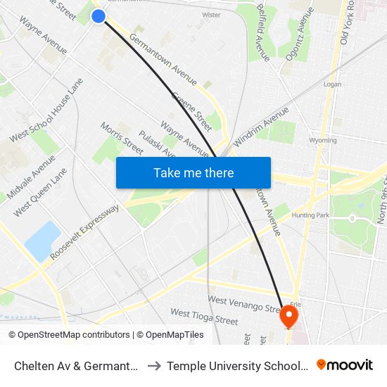 Chelten Av & Germantown Av - FS to Temple University School of Medicine map