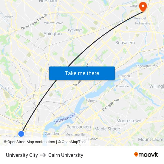 University City to Cairn University map