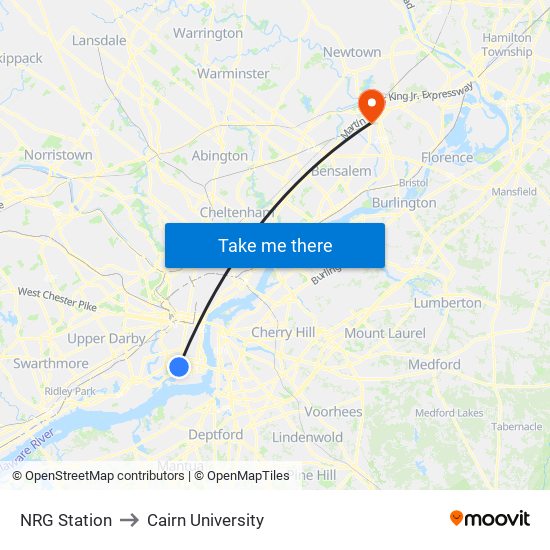 NRG Station to Cairn University map