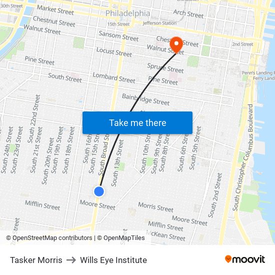 Tasker Morris to Wills Eye Institute map