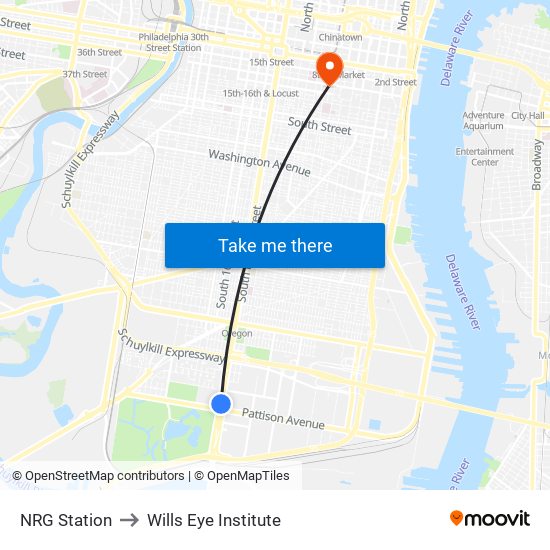 NRG Station to Wills Eye Institute map