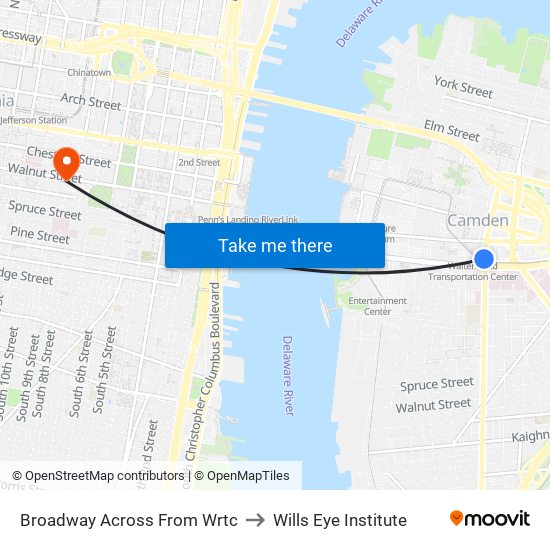 Broadway Across From Wrtc to Wills Eye Institute map
