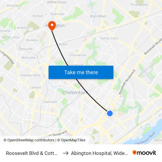 Roosevelt Blvd & Cottman Av - FS to Abington Hospital, Widener Building map