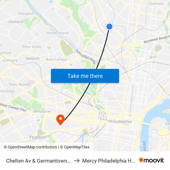 Chelten Av & Germantown Av - FS to Mercy Philadelphia Hospital map