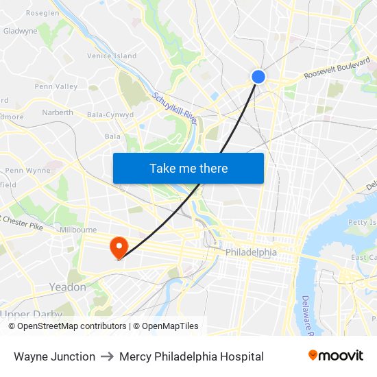 Wayne Junction to Mercy Philadelphia Hospital map