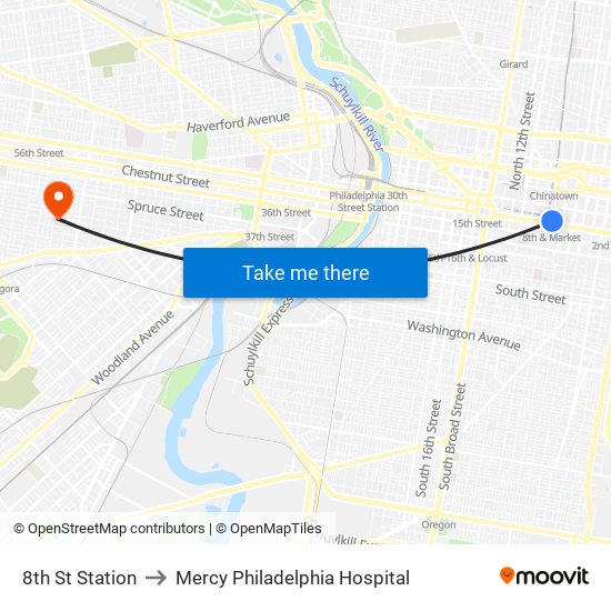 8th St Station to Mercy Philadelphia Hospital map