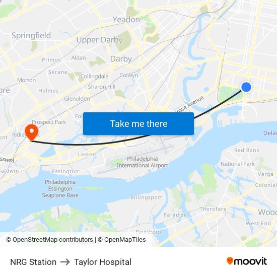NRG Station to Taylor Hospital map