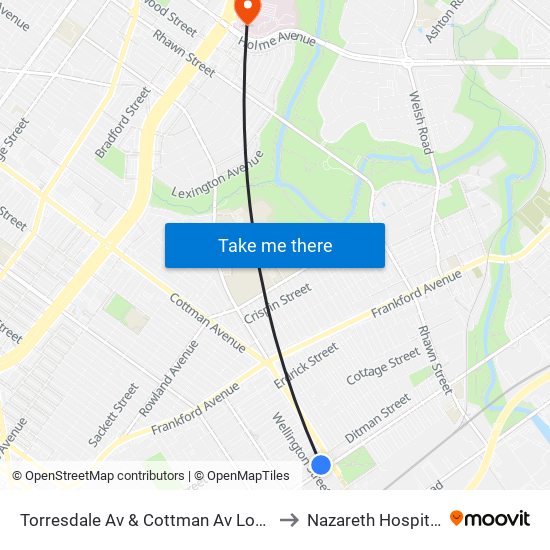 Torresdale Av & Cottman Av Loop to Nazareth Hospital map