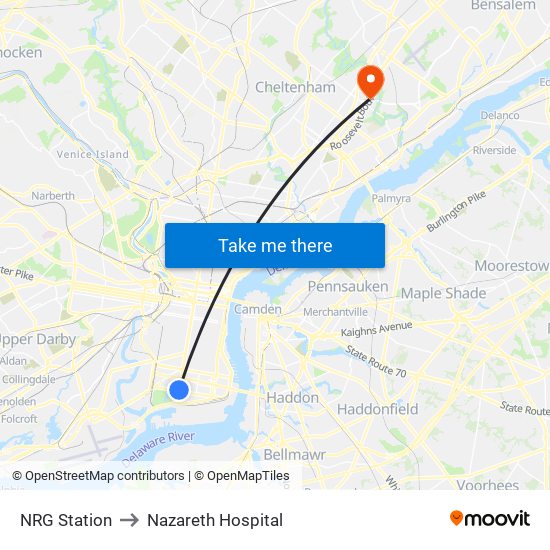 NRG Station to Nazareth Hospital map