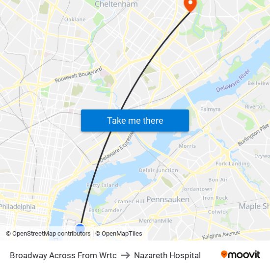 Broadway Across From Wrtc to Nazareth Hospital map