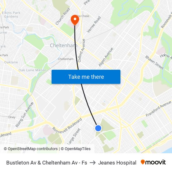 Bustleton Av & Cheltenham Av - Fs to Jeanes Hospital map