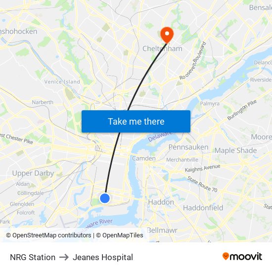 NRG Station to Jeanes Hospital map