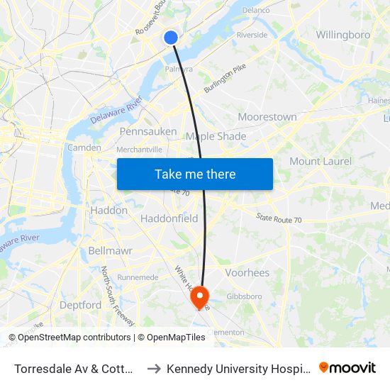 Torresdale Av & Cottman Av Loop to Kennedy University Hospital - Stratford map