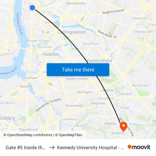 Gate #5 Inside the Wrtc to Kennedy University Hospital - Stratford map