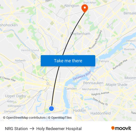 NRG Station to Holy Redeemer Hospital map