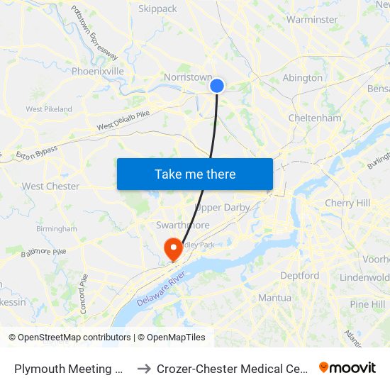 Plymouth Meeting Mall to Crozer-Chester Medical Center map