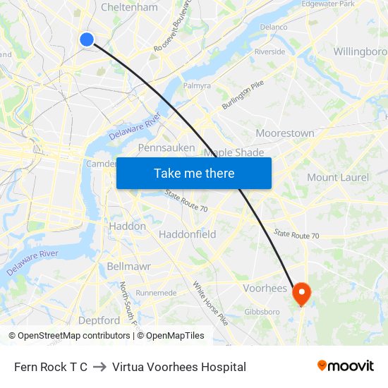 Fern Rock T C to Virtua Voorhees Hospital map