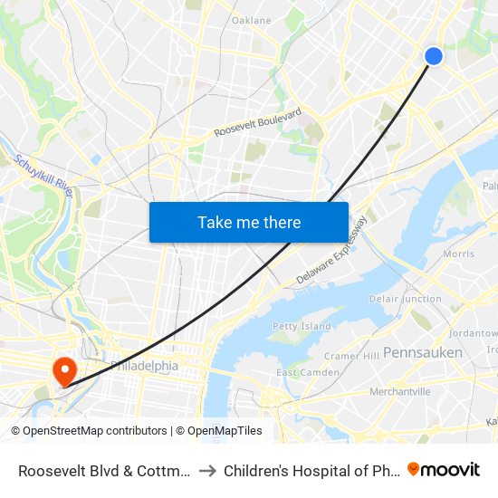 Roosevelt Blvd & Cottman Av - FS to Children's Hospital of Philadelphia map