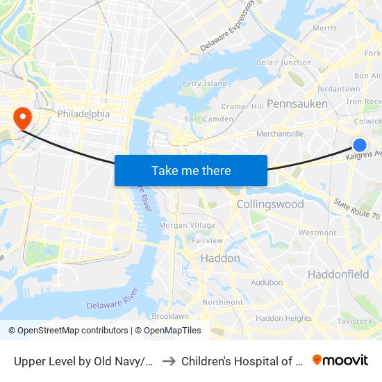 Upper Level by Old Navy/Lens Crafters to Children's Hospital of Philadelphia map