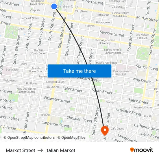 Market Street to Italian Market map