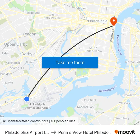 Philadelphia Airport Limo to Penn s View Hotel Philadelphia map