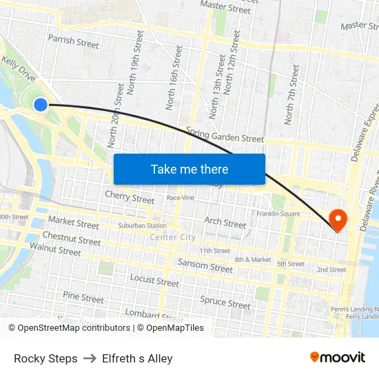 Rocky Steps to Elfreth s Alley map