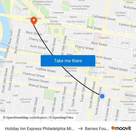 Holiday Inn Express Philadelphia Midtown an IHG Hotel to Barnes Foundation map