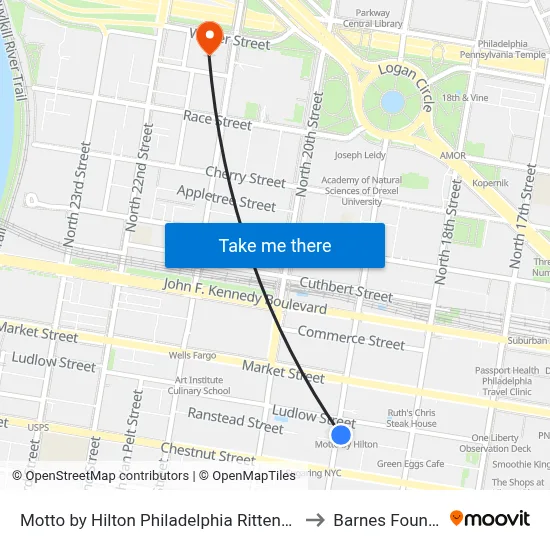 Motto by Hilton Philadelphia Rittenhouse Square to Barnes Foundation map
