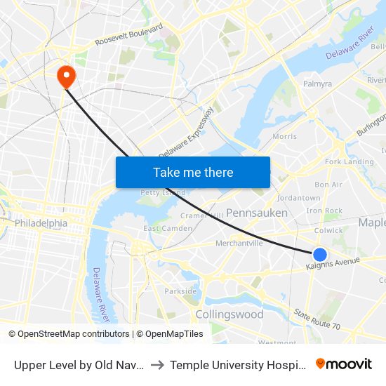 Upper Level by Old Navy/Lens Crafters to Temple University Hospital-Main Campus map