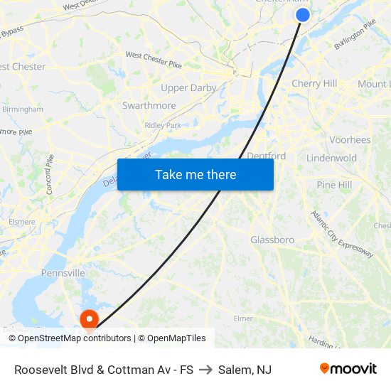 Roosevelt Blvd & Cottman Av - FS to Salem, NJ map